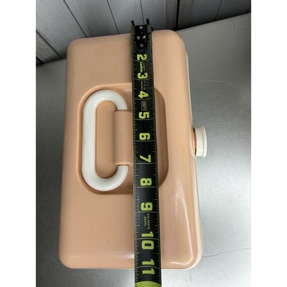 Vintage Y2K Caboodle Makeup Case USA Organizer Peach Teal Two Tier & Mirror - Picture 7 of 8